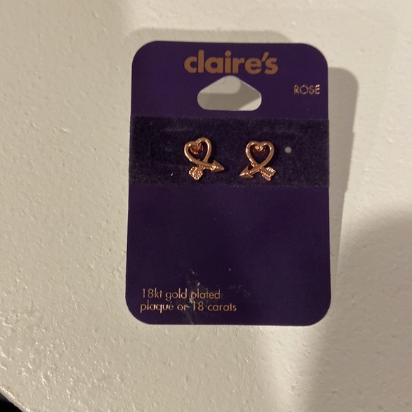 Claire's 18kt gold plated  rose gold earring bundle-new - Picture 2 of 5